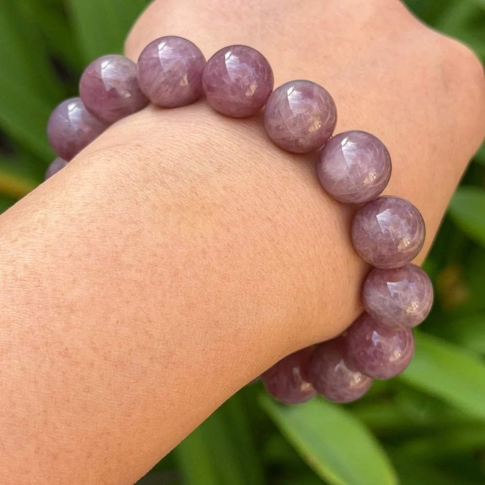 14mm stretchable purple‎ rose quartz bracelet 0804